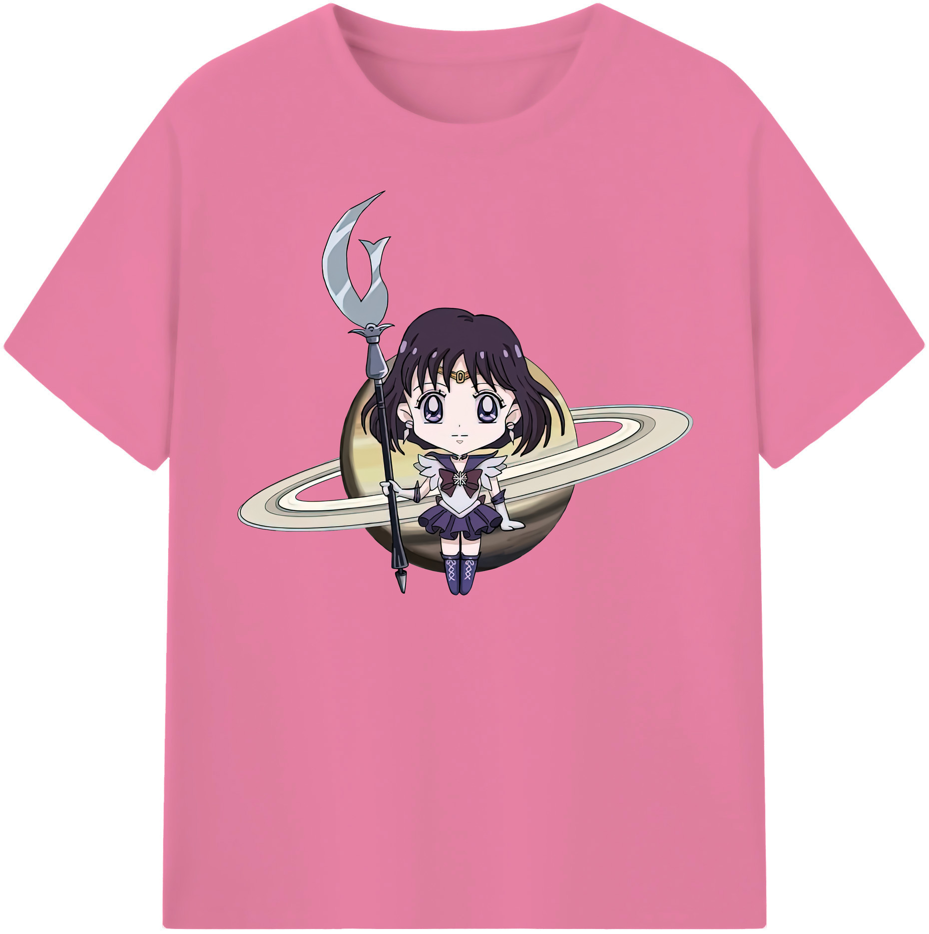 （画像用） 美少女戦士セーラームーン 土萠ほたる Sailor Moon Tomoe Hotaru （セーラーサターン；Sailor Saturn） 綿100％半袖Tシャツ（フロントプリント）